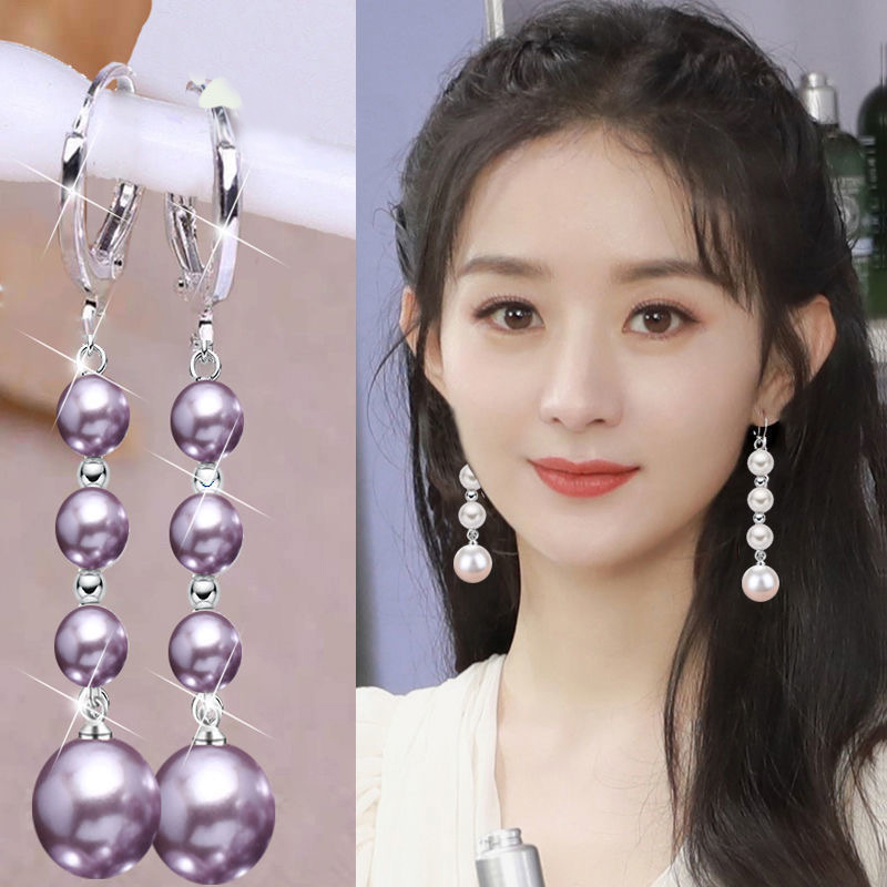 纯银长款显瘦玛瑙耳环纯银耳饰女