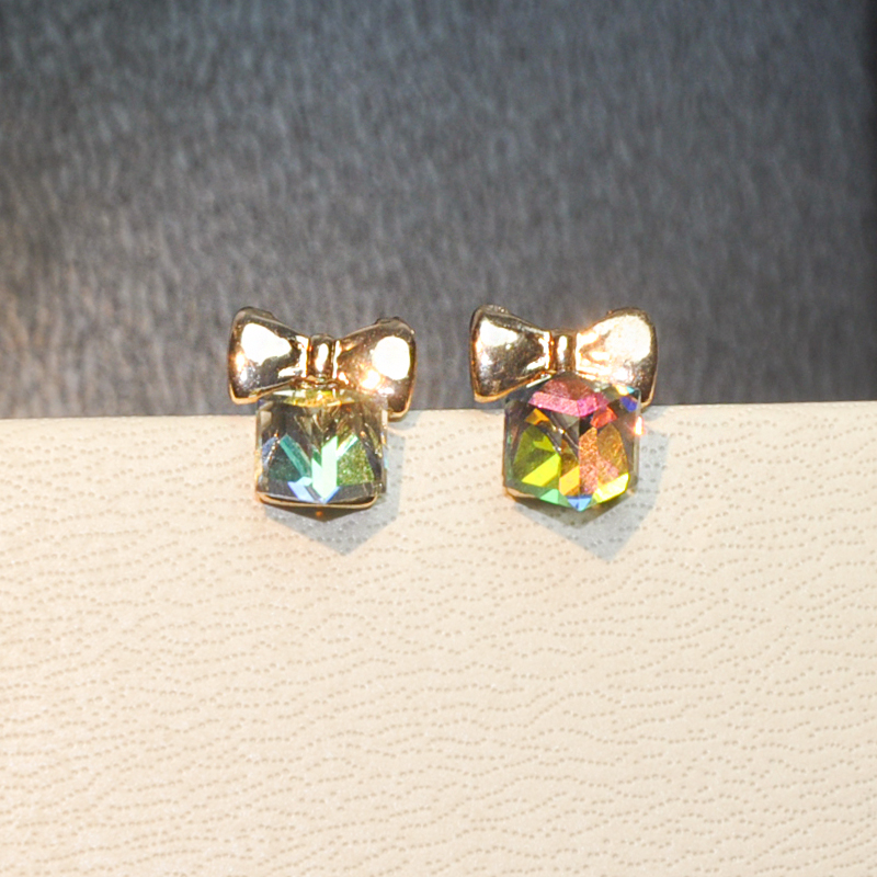 欧美时尚复古做旧经典耳环女蝴蝶结方形耳钉小众设计感耳坠