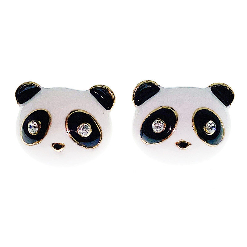 seacat可爱熊猫耳钉女动物耳环简约民族风百搭精致小熊小动物耳饰