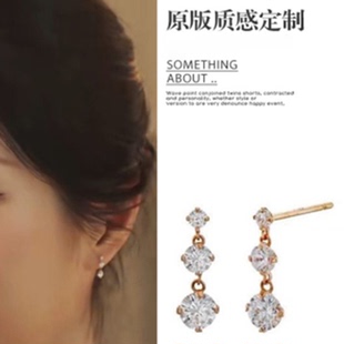 韩剧夏娃同款耳环纯银针锆石耳钉耳坠简约气质耳饰女秋冬季耳饰品