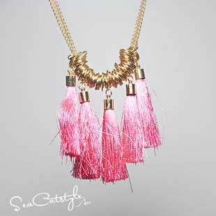 潮日韩版 2025年新款 可爱甜美流苏吊坠轻奢流苏项链小清新配饰品