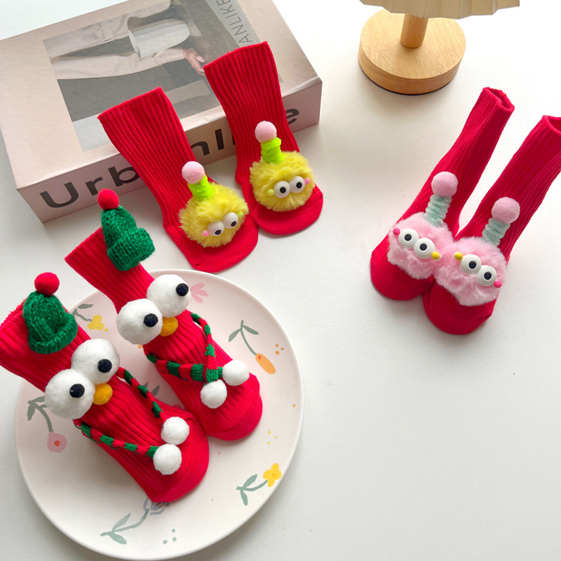 儿童袜子立体可爱卡通毛绒公仔袜