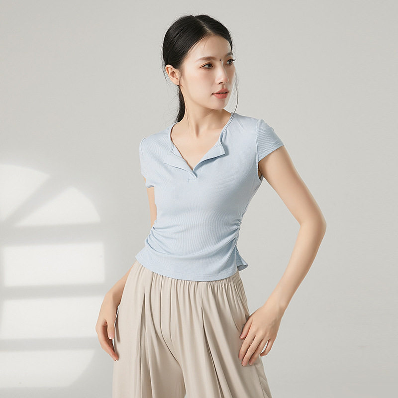 共妍新款短袖V领现代舞练功服
