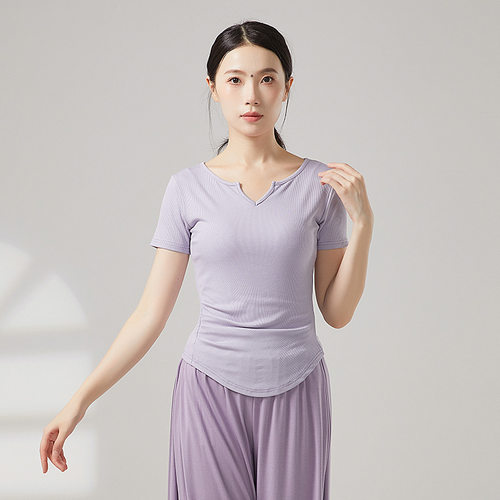 共妍侧收褶现代舞短袖练功服T恤
