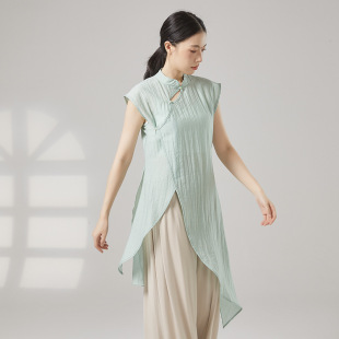 共妍国风新中式 古典现代舞蹈生艺考演出练功服旗袍领飘逸演出服女