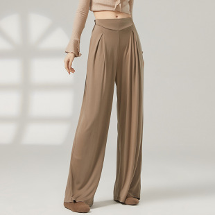 共妍铜氨丝古典现代舞蹈生艺考演出形体练功服装 高腰直筒阔腿长裤