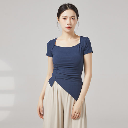共妍短袖斜角下摆现代舞练功服