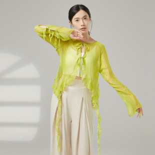 共妍新款 纱衣 国风古典民族现代舞蹈生艺考演出服飘逸仙气系带开衫