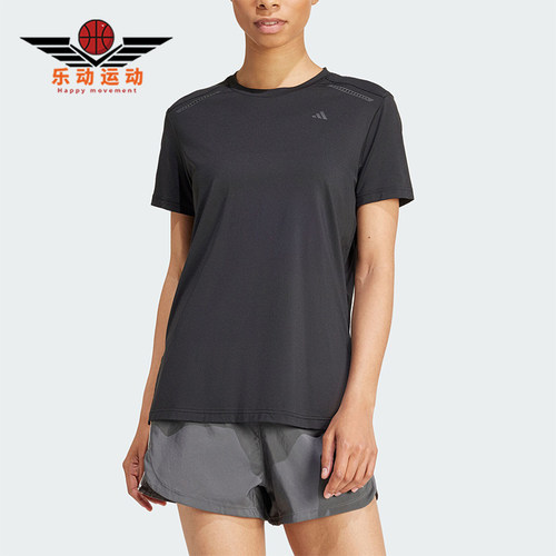 阿迪达斯女士圆领透气运动短袖