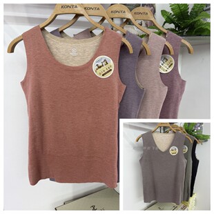 庄泰情侣款山羊绒蚕丝保暖背心女7215贴片无痕磨绒打底保暖男7615