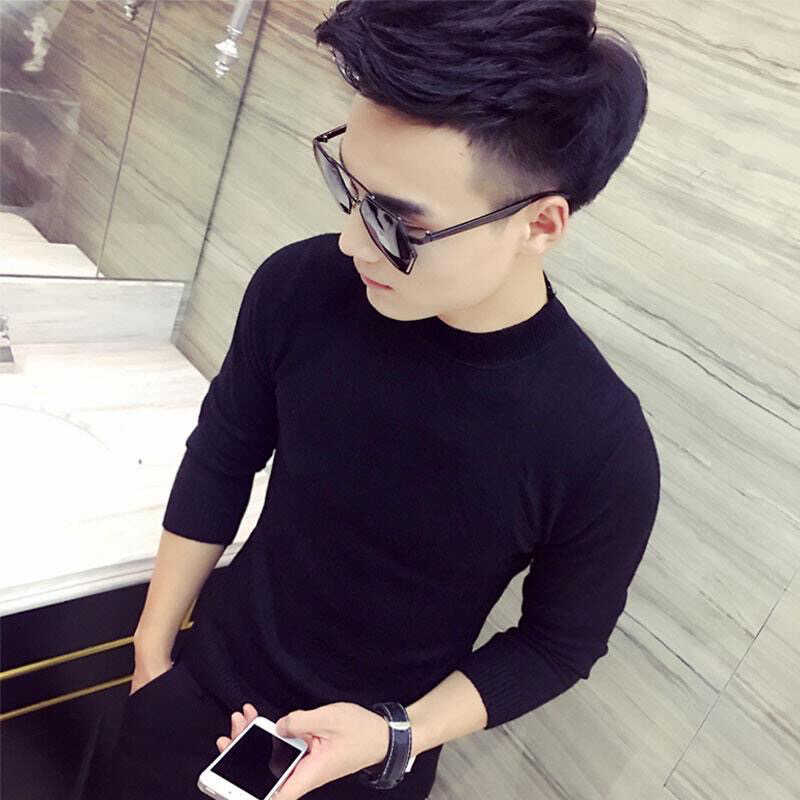冬装小码男士发型师针织线衫紧身针织衫/毛衣