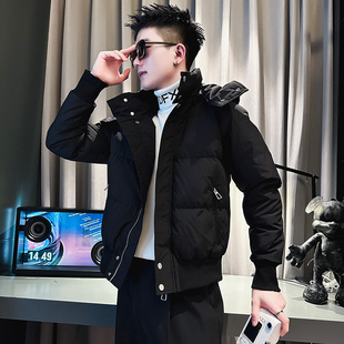 冬装小码男士XS号棉衣厚羽绒连帽棉服精神小个子修身短款棉袄外套