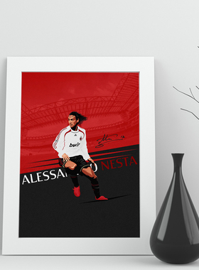 32相框内斯塔ac米兰nesta实木照片2007欧冠足球迷装饰墙桌挂摆画