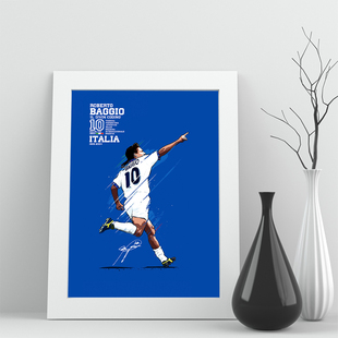 02巴乔意大利1994世界杯实木相框照片球迷足球装饰墙桌摆件挂家居