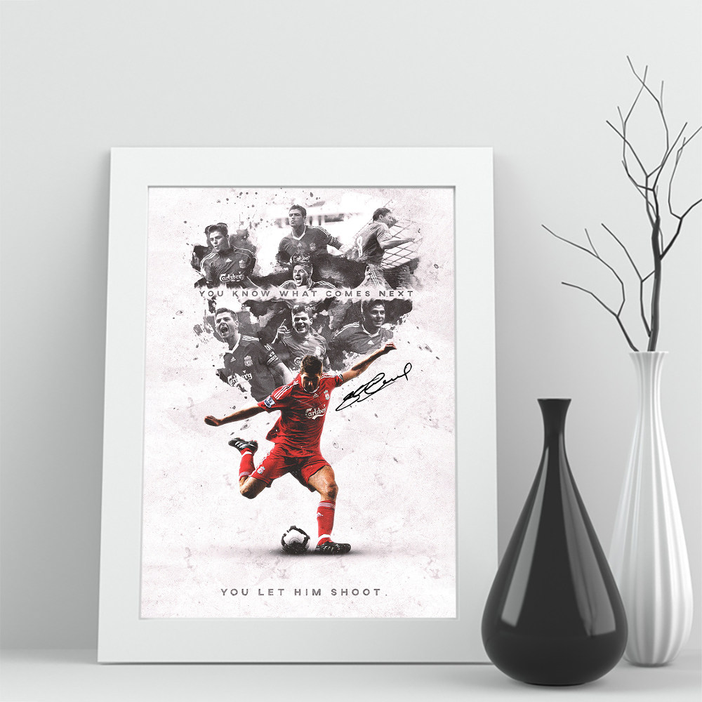 12相框利物浦英超杰拉德海报实木照片挂书桌家居签名装饰画足球迷