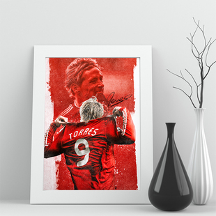 16相框利物浦英超托雷斯海报实木照片挂海报签名礼物装饰画足球迷