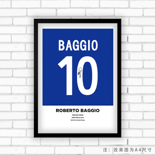 18相框巴乔布雷西亚球衣意甲签名实木照片球迷足球装饰墙桌摆件画