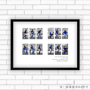 20相框巴乔意大利1994世界杯点球实木照片球迷足球装饰墙桌摆件挂