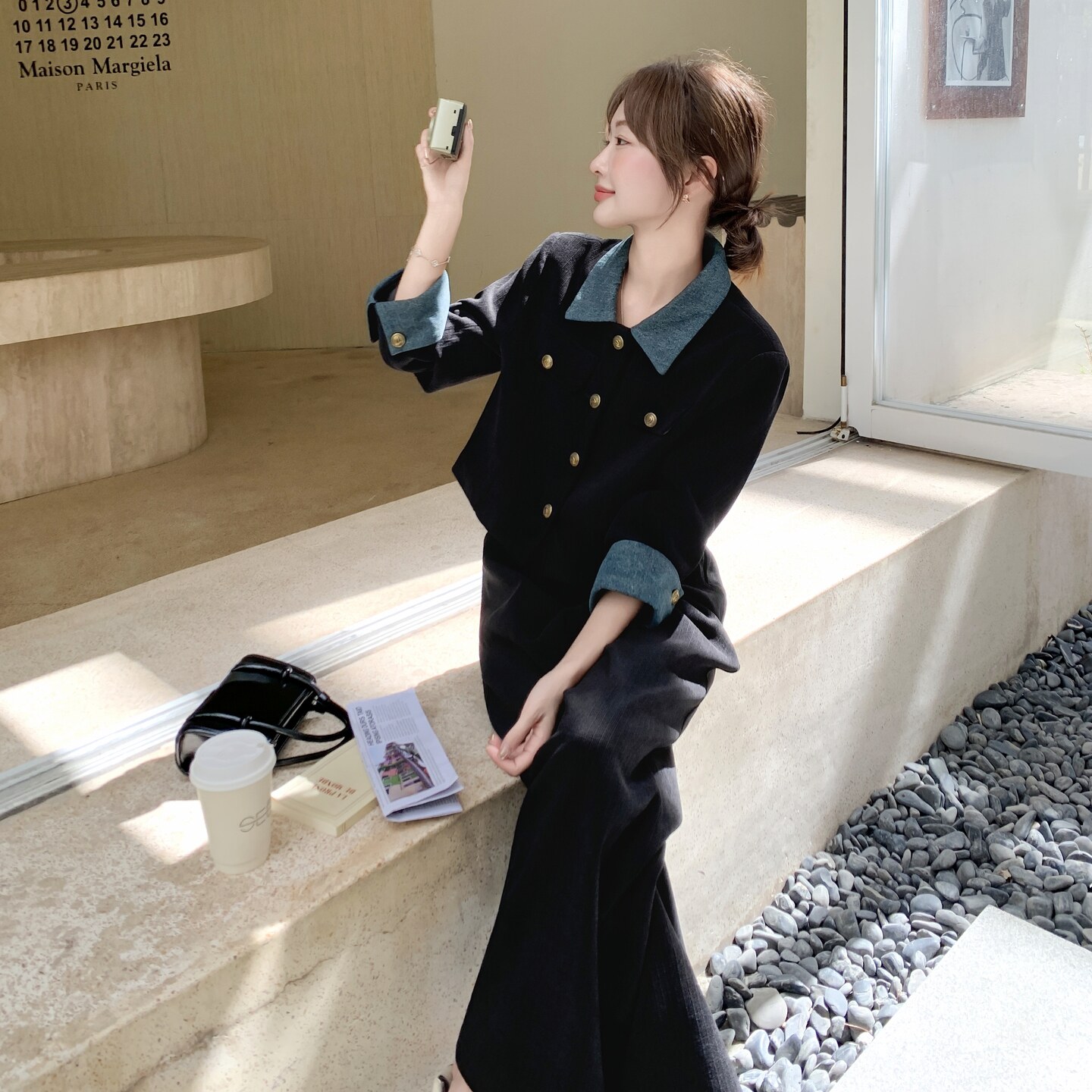 新品大货牛仔拼接灯芯绒两件套套装806-P185-K268,女装套装/套裙,2C075