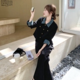 新品大货牛仔拼接灯芯绒两件套套装806-P185-K268，女装套装/套裙，2C075