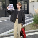 【上新】现货韩系格子拼接皮毛一体短外套2C075-882-P175-K258，女装短外套，菡迪欧娜