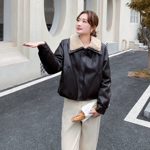 新品 美式翻毛领90皮衣羽绒服2C075-901-P235-K348图片