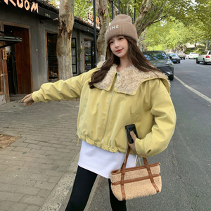 新品大货主推款 羊羔毛拼接90白鸭绒内胆派克服外套895-P305-K448图片