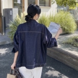 美式复古牛仔外套女2025秋季新款设计感小众宽松刺绣拼接夹克上衣，女装短外套，2C075
