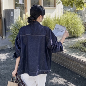 美式复古牛仔外套女2025秋季新款设计感小众宽松刺绣拼接夹克上衣图片