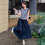 新品主推款格子拉毛上衣+半裙套装2C075-628-P155-K218，女装套装/套裙，2C075