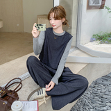 初秋穿搭高级感套装女2025新款盐系轻熟气质时尚马甲阔腿裤三件套，女装套装/套裙，菡迪欧娜
