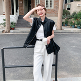 新品现货夏春秋三季可卖慵懒百搭皮马甲+包包6062-P165-K248，女装皮衣，菡迪欧娜