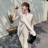 25夏新品主推款慵懒无袖马甲+阔腿裤套装6067-P165-K238，女装套装/套裙，2C075