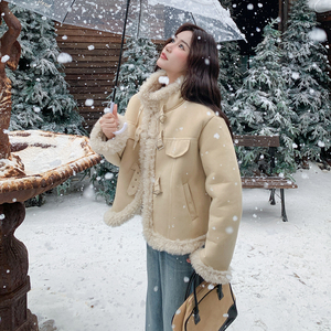 新品 大货主推款 皮毛一体外套2C075-912-P205-K298，女装皮草，菡迪欧娜