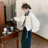 【大货】格子拼接白色棒球服外套2C075-26031-P175-K288，女装短外套，2C075