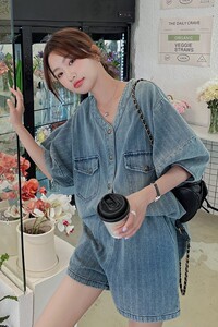 新款  宽松牛仔两件套套装2C075-150-P125-控178图片