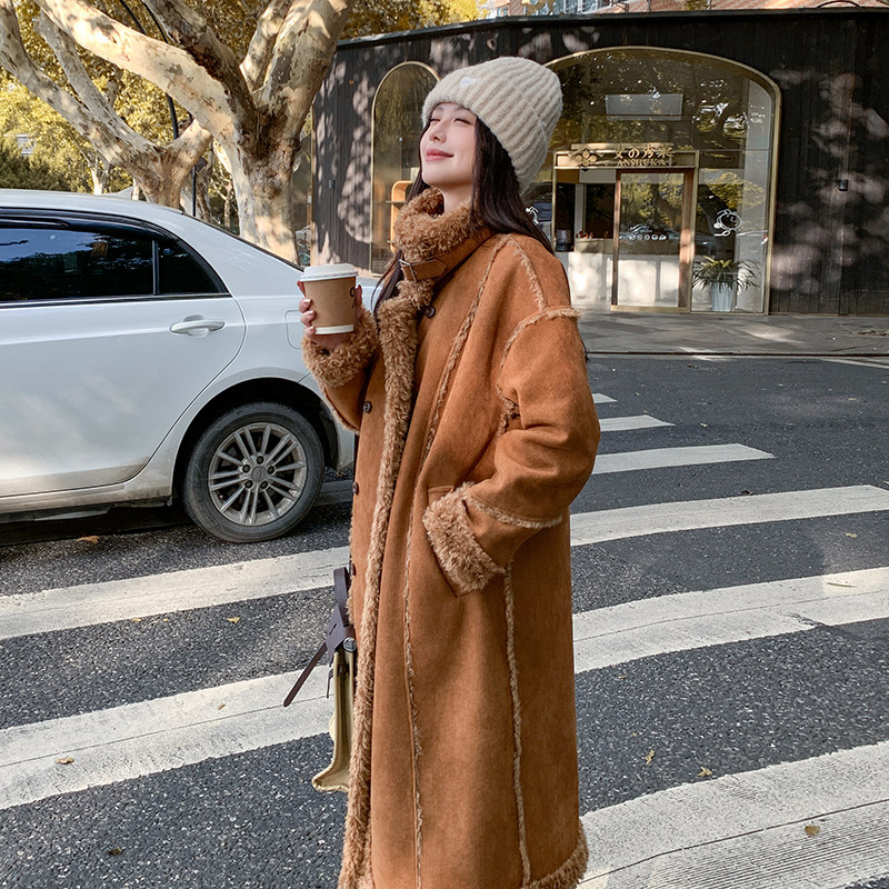 新品大货主推中长款皮毛一体外套2C075-1018-P235-K328,女装短外套,2C075