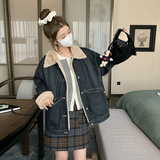 新款现货牛仔派克服内胆兔毛保暖外套2C075-281-P185K268，女装短外套，菡迪欧娜