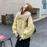 新品大货主推款羊羔毛拼接90白鸭绒内胆派克服外套911-P275-K418，女装派克服，菡迪欧娜