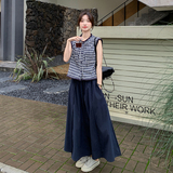 韩系气质格子无袖上衣套装裙女夏季新款时尚洋气显瘦半身裙两件套，女装套装/套裙，2C075