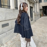 减龄复古撞色拼接牛仔短款外套女2025秋季休闲风百搭日常穿搭外套，女装短外套，菡迪欧娜