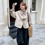 【上新】70毛奶fu奶fu短款减龄系毛球双面呢大衣869-P240-K348，女装毛呢外套，菡迪欧娜
