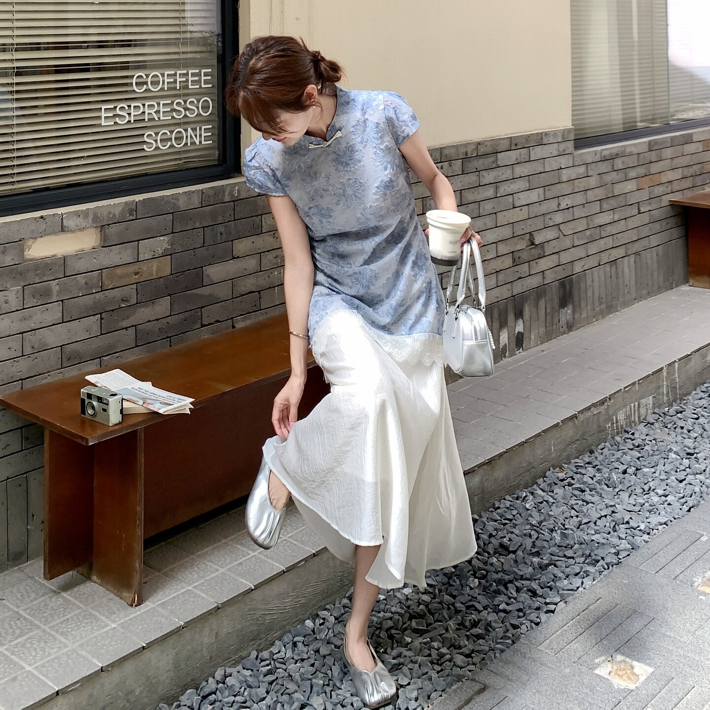 新品主推轻薄新中式剪花改良旗袍连衣裙2C075-980-P155-K228,女装连衣裙,2C075