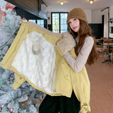 新品大货主推款羊羔毛拼接90白鸭绒内胆派克服外套911-P275-K418，女装派克服，菡迪欧娜