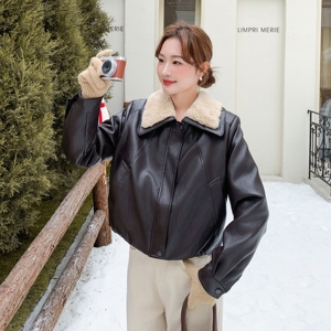 新品 美式翻毛领90皮衣羽绒服2C075-901-P235-K348图片