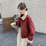 新品现货主推款附买家秀新年红皮毛一体2C075-717-P205-K308，女装短外套，菡迪欧娜