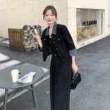 新品大货牛仔拼接灯芯绒两件套套装806-P185-K268，女装套装/套裙，2C075