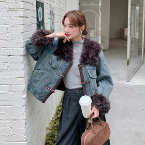 新品主推款 仿水貂毛牛仔派克服保暖外套2C075-887-P255-K378图片