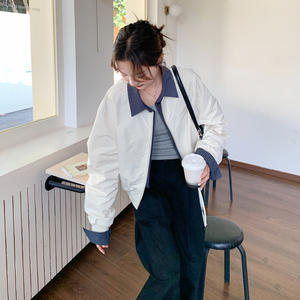 【大货】格子拼接白色棒球服外套2C075-26031-P175-K288图片