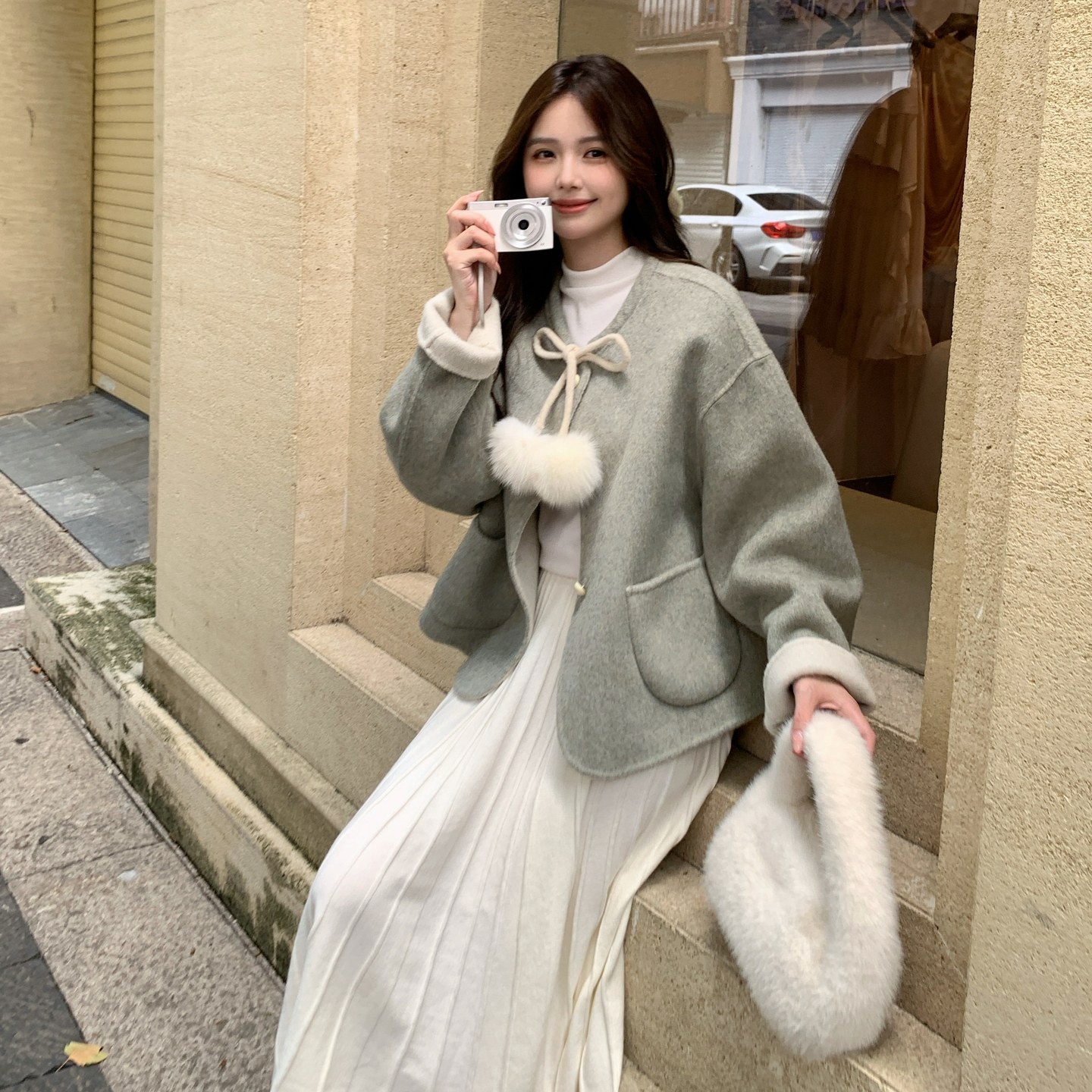新品毛呢外套,女装羊绒大衣,菡迪欧娜